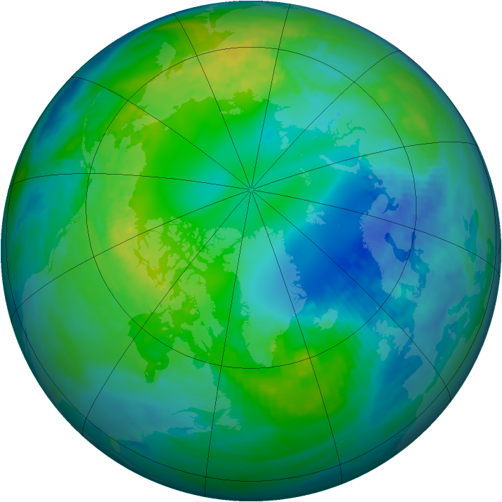 Arctic ozone map for 30 October 1989
